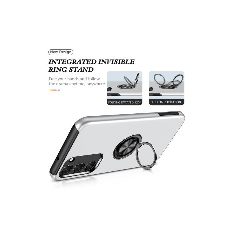 Samsung Galaxy S23 Hybrid Deksel Med Fingerring - Sølv