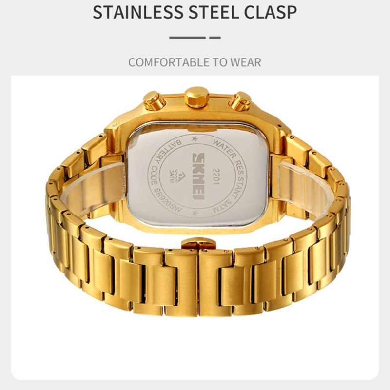 SKMEI Klocka Business Quartz Watch Square Fashion Armbandsur Luminous - Svart