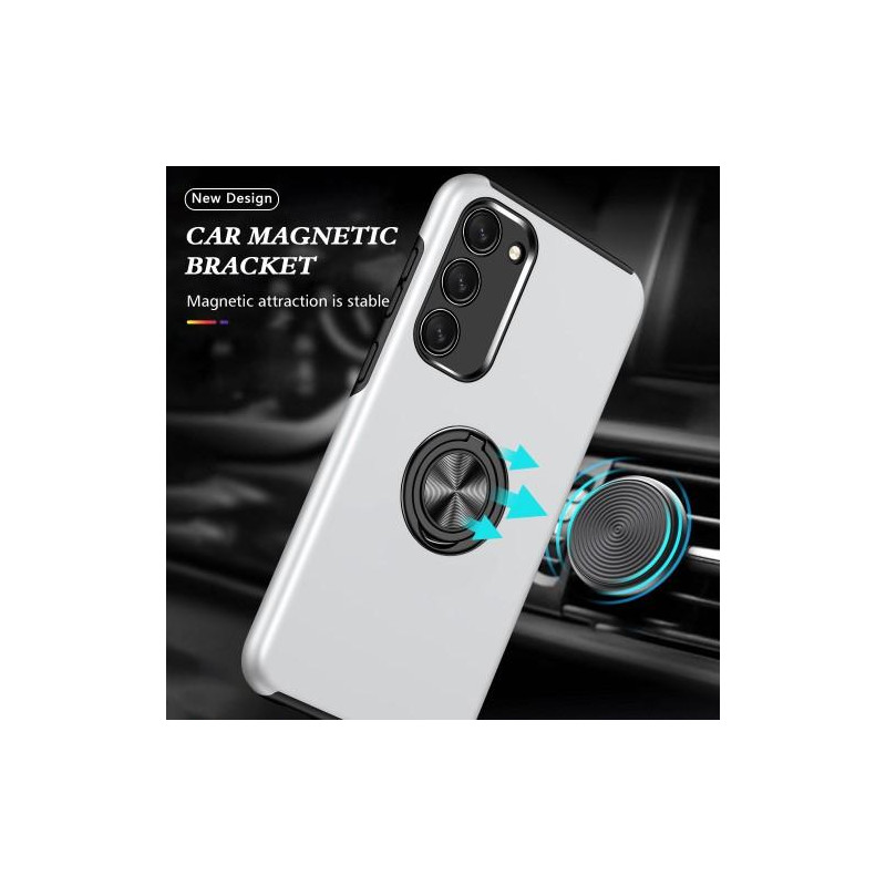 Samsung Galaxy S23 Hybrid Deksel Med Fingerring - Sølv