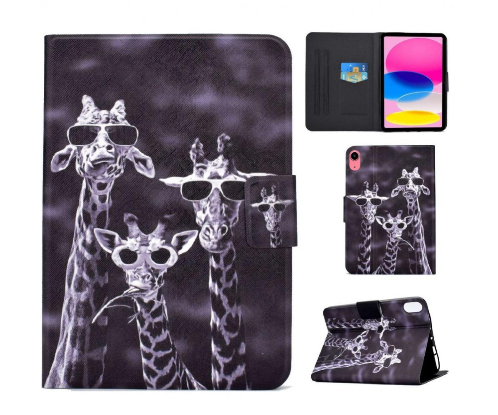 Apple iPad 10.9 2022 Vikbart fodral korthållare - 3 Giraffer