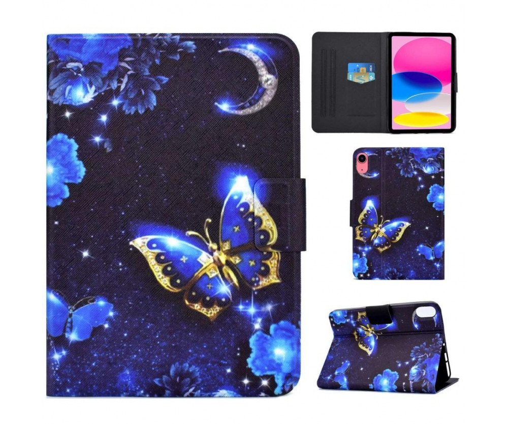 Apple iPad 10.9 2022 Vikbart fodral korthållare - Blå Fjäril