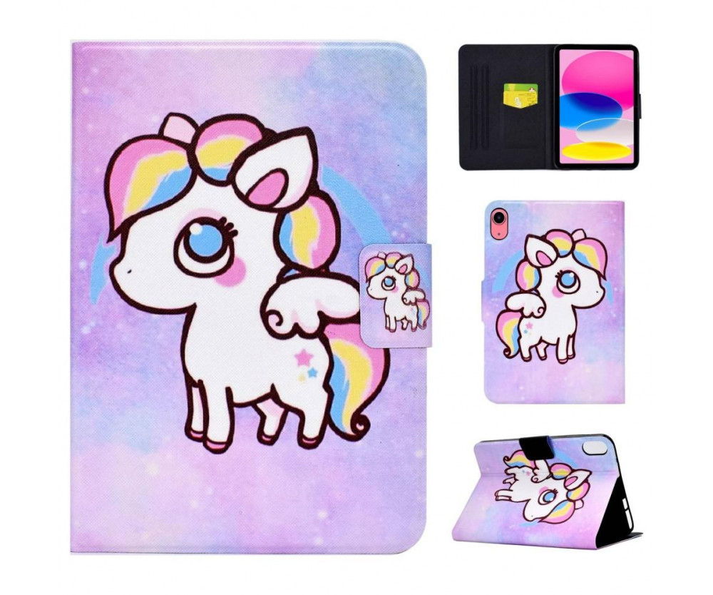 Apple iPad 10.9 2022 Vikbart fodral korthållare - Färgglad Ponny
