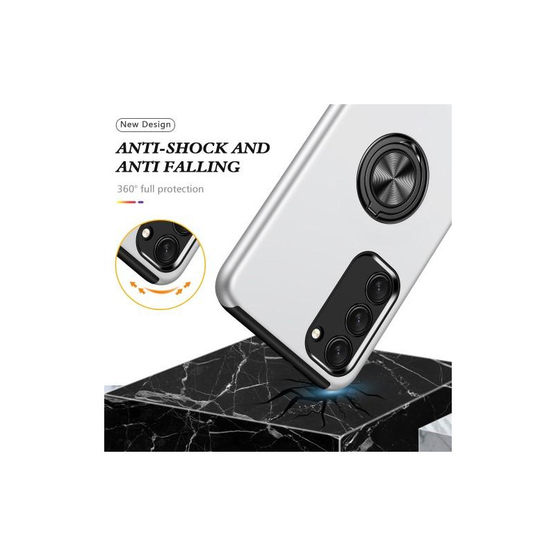 Samsung Galaxy S23 Fingerring Kickstand Hybrid Taske - Sølv