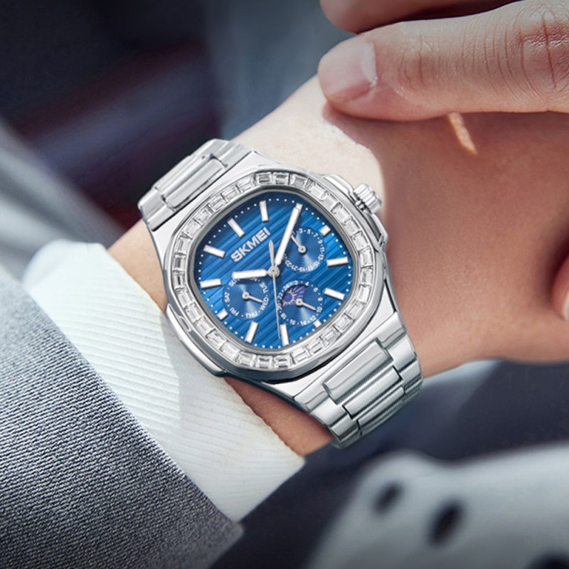 SKMEI Klocka Business Men Quartz Watch Zircon Fashion Armbandsur - Silver + Svart
