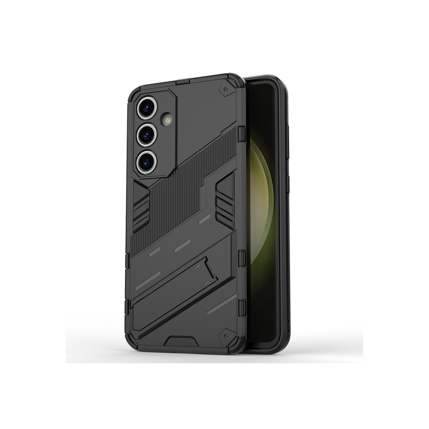 Samsung Galaxy S24 FE Jalustallinen Hybridikova PC Pehmeä TPU Puhelimen Kuori - Musta