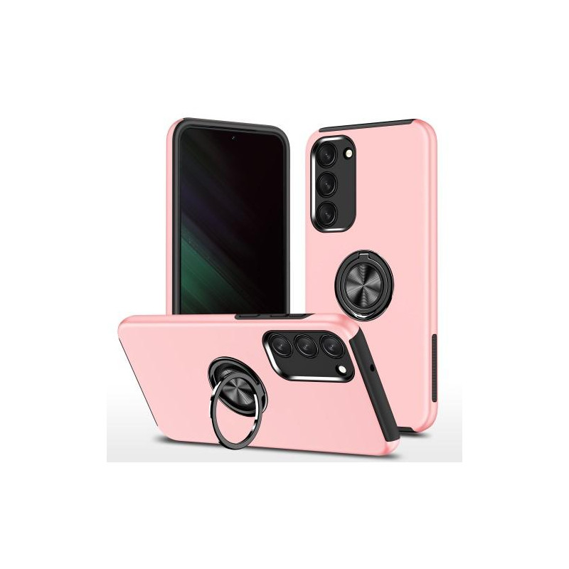Samsung Galaxy S23 Hybrid Deksel Med Fingerring - Rose Gull