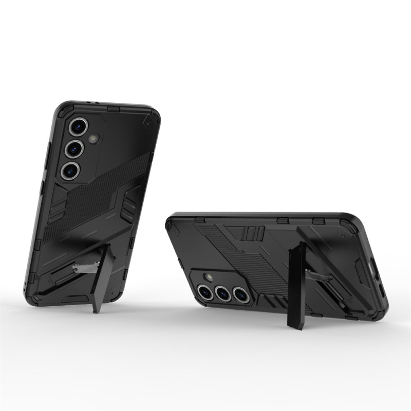 Til Samsung Galaxy S24 FE Kickstand Hybrid Hårdt PC Blødt TPU Telefoncover - Sort