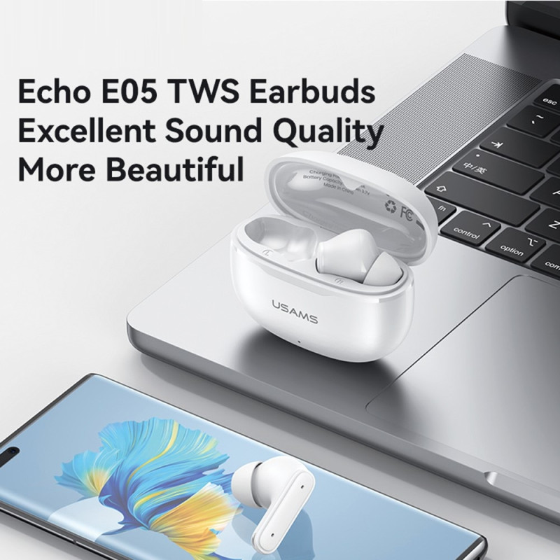 USAMS Echo E05 Wireless Headphones In-Ear Bluetooth Dynamic Drivers - White