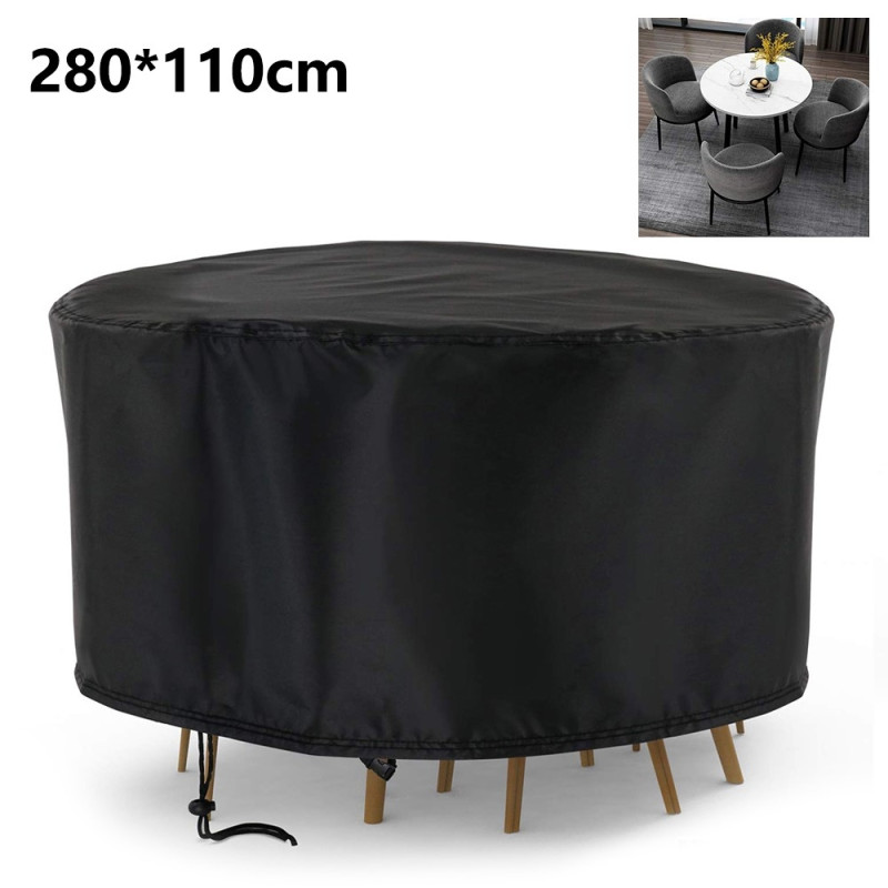 280x110cm UV-Protective 210D Oxford Fabric Round Dust Cover Furniture Table with Drawstring