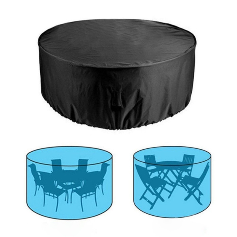 280x110cm UV-Protective 210D Oxford Fabric Round Dust Cover Furniture Table with Drawstring