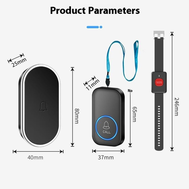 trådløst alarmsystem 300m overfall alarm nød hjelp