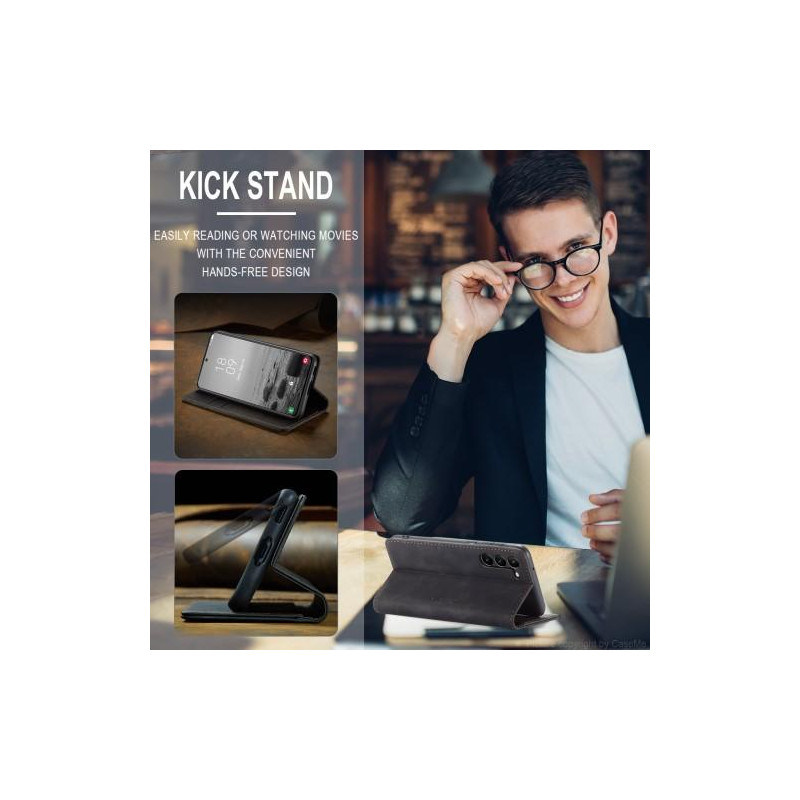 CASEME Retro Lompakkokotelo Samsung Galaxy S23 - Musta