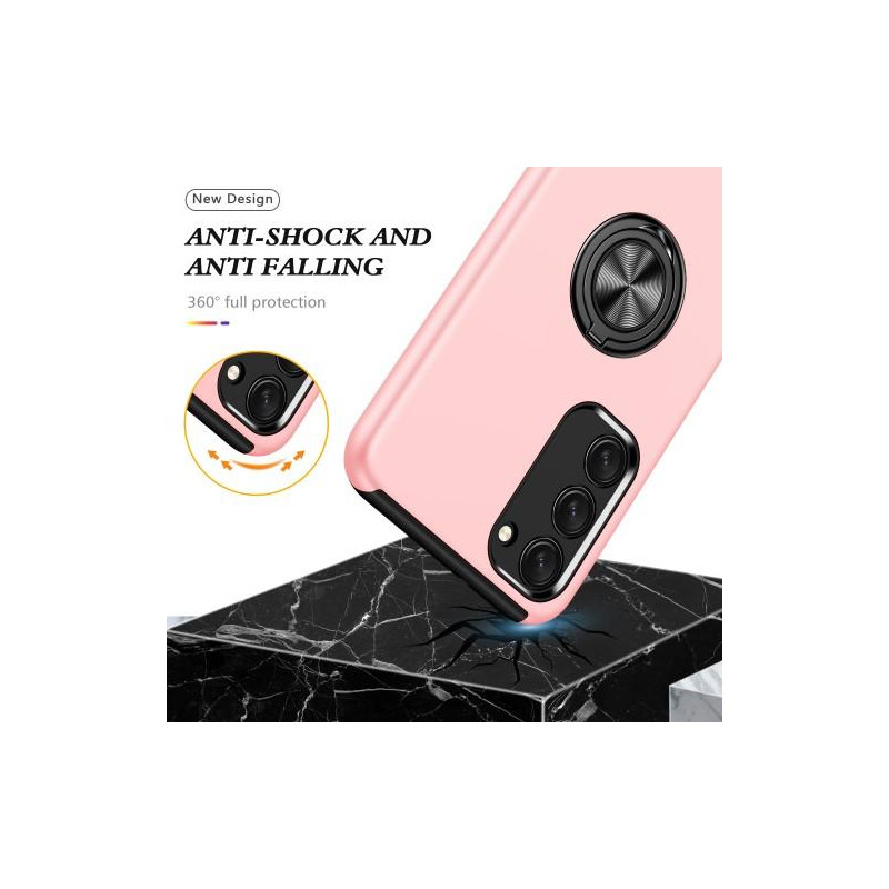Samsung Galaxy S23 Hybrid Deksel Med Fingerring - Rose Gull