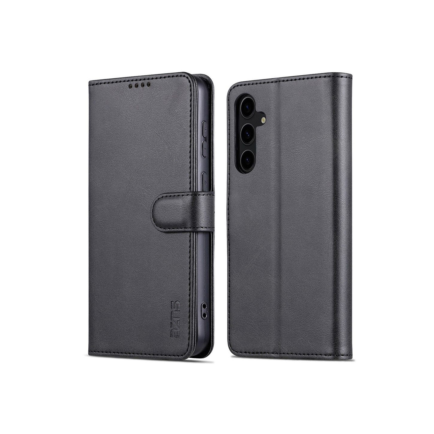 AZNS For Samsung Galaxy S24 FE Case PU Leather Phone Cover Wallet - Black