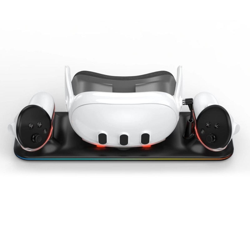 Latausasema Meta Quest 3 VR - kuulokkeille ja ohjaimen lataustelakointiasemalle