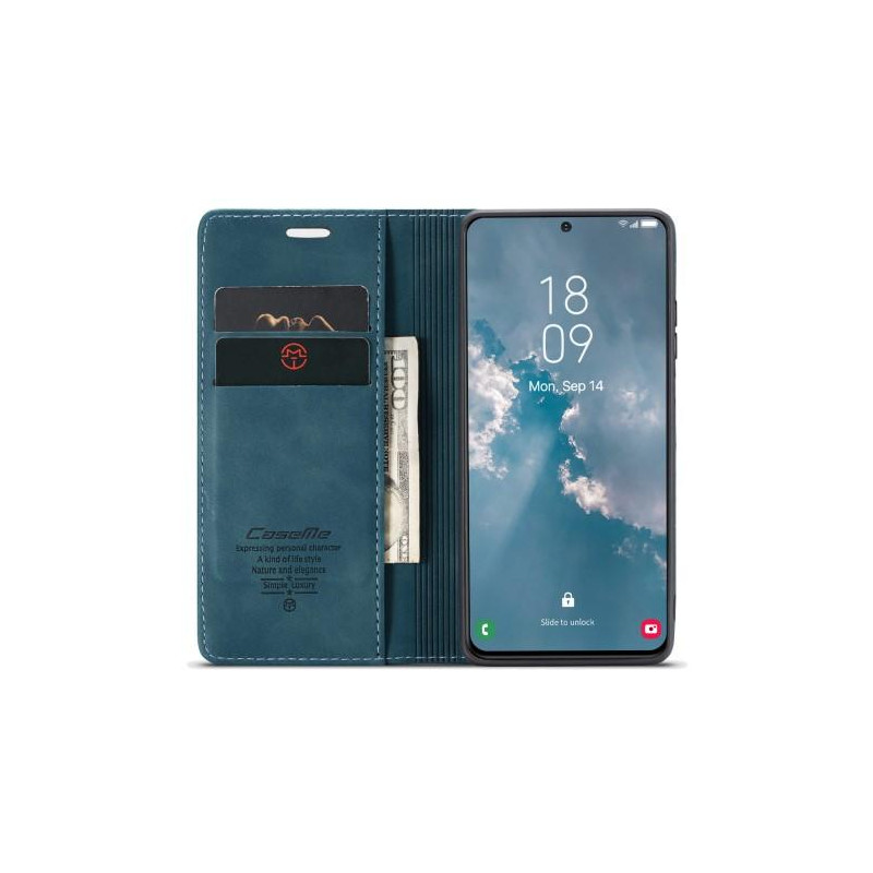 CASEME Retro Lompakkokotelo Samsung Galaxy S23 - Sininen