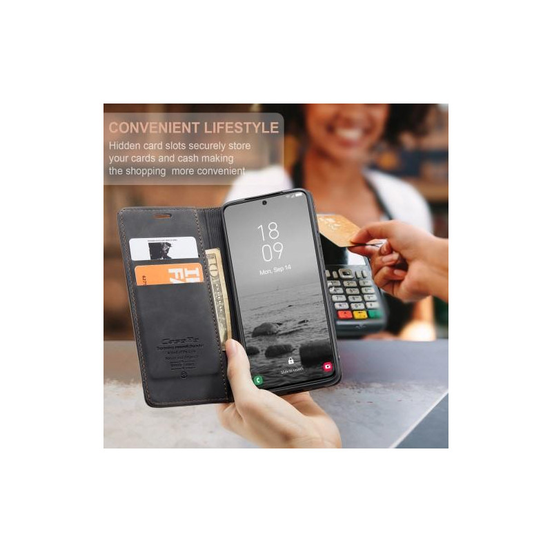 CASEME Retro Lompakkokotelo Samsung Galaxy S23 - Musta