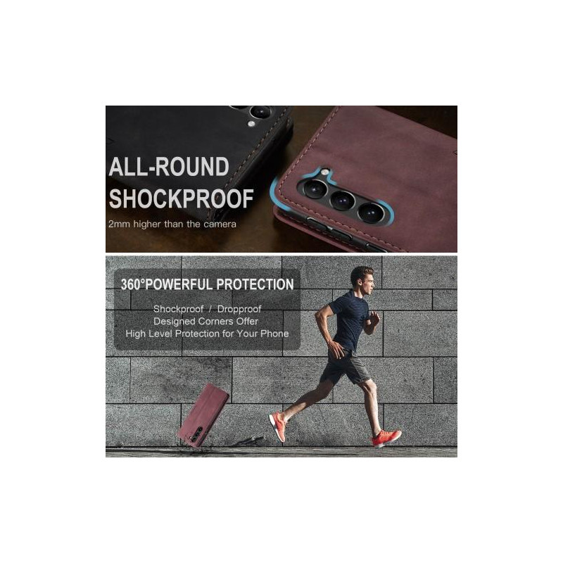 CASEME Retro Wallet Case for Samsung Galaxy S23 - Red