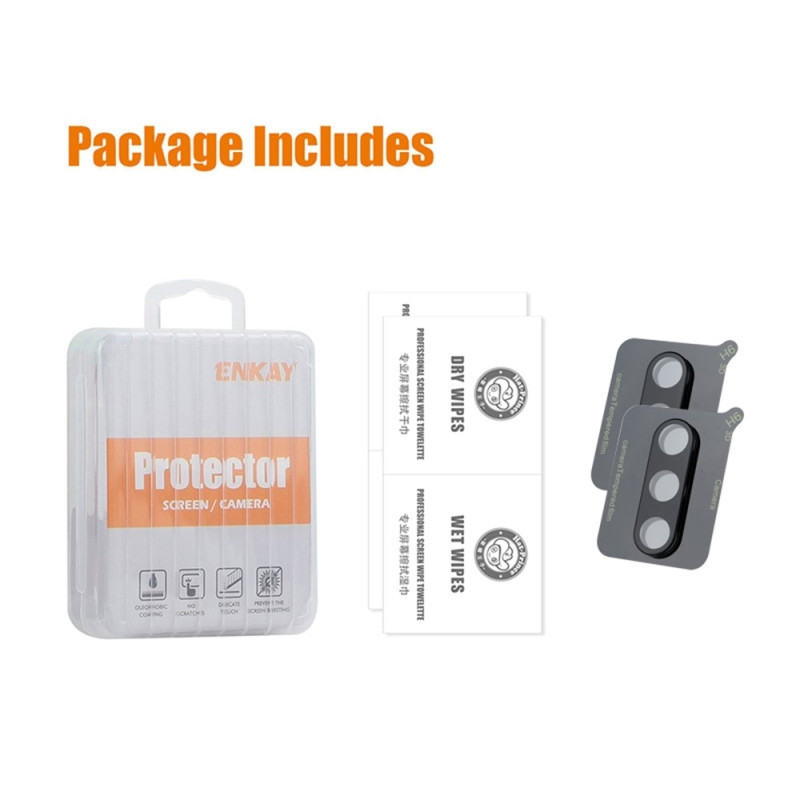 ENKAY 2 PCS til Samsung Galaxy S24 FE kameralinsedeksel herdet glass - svart