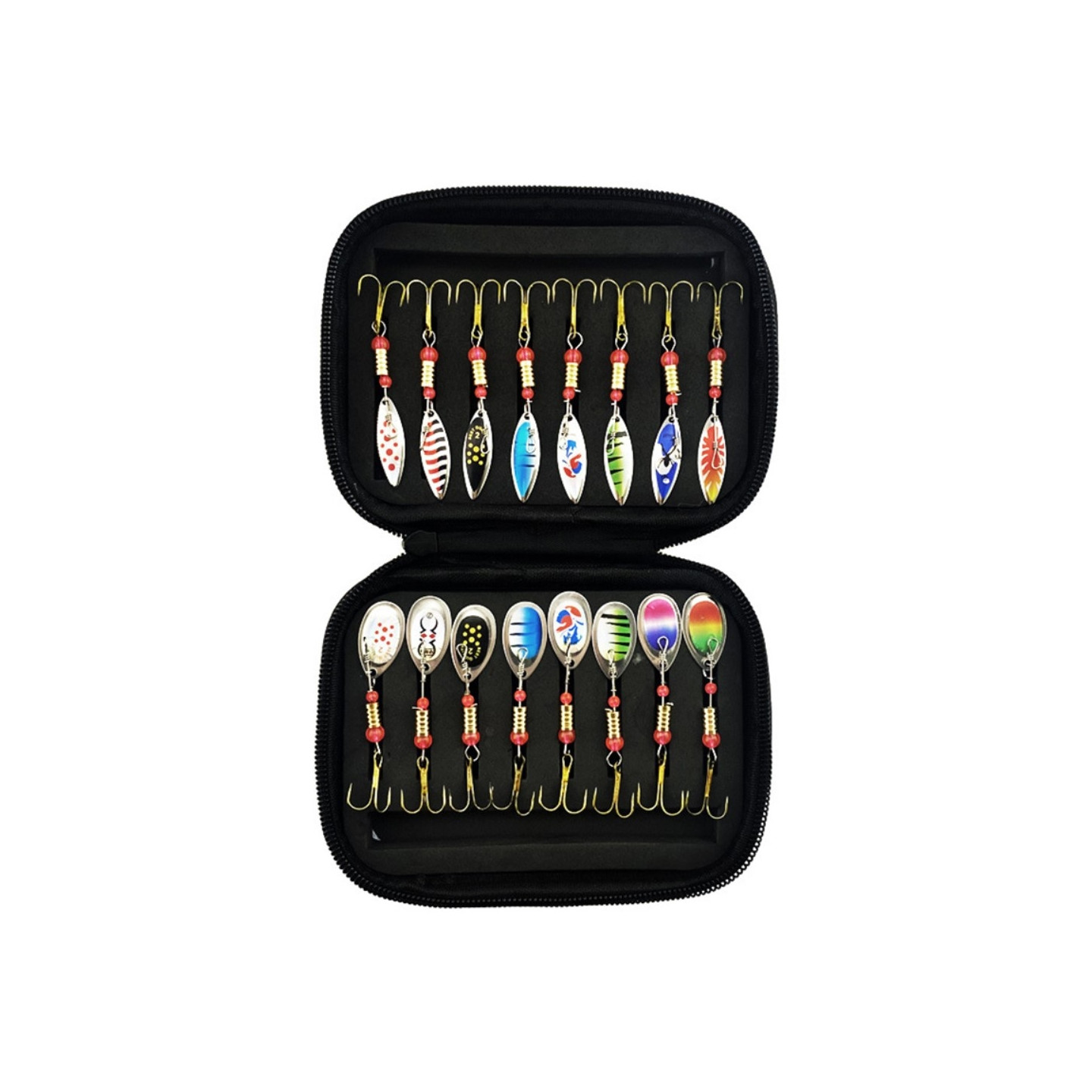 16 st 3g metall spinner bete Fiskedrag drag med förvaringsväska - B