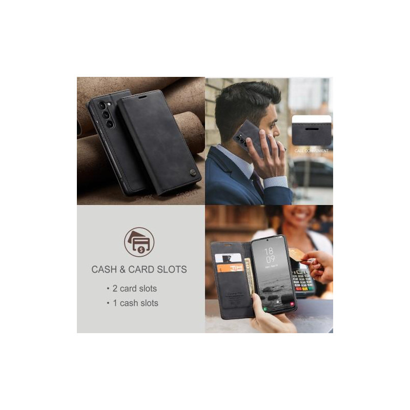 CASEME Retro Wallet Case for Samsung Galaxy S23 - Black