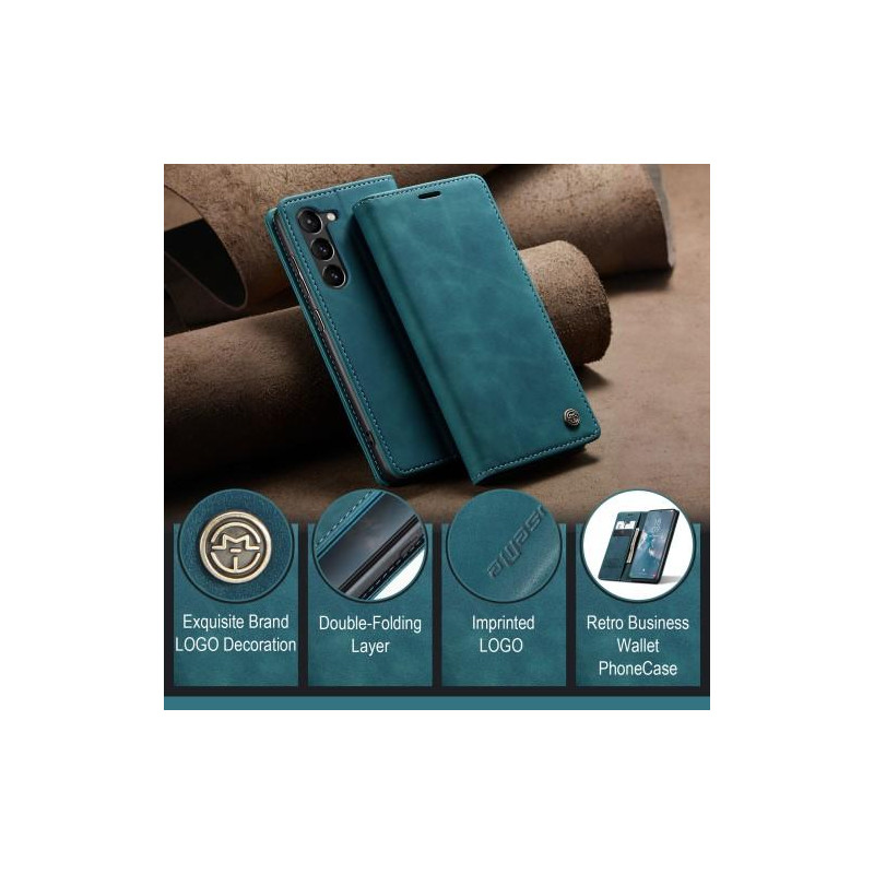 CASEME Retro Wallet Case for Samsung Galaxy S23 - Blue