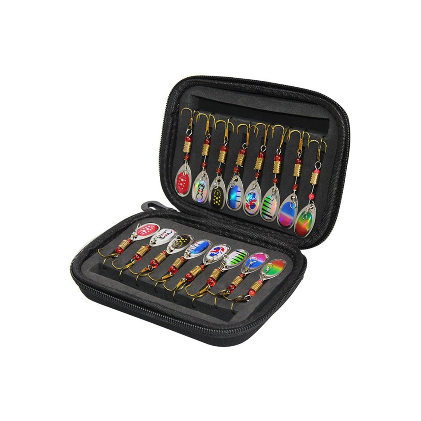 16 stk 3g metallspinner agn for fiskelokk med oppbevaringspose - C