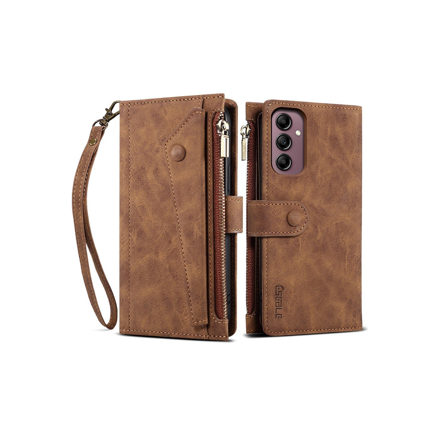 ESEBLE Star Series Til Samsung Galaxy S24 FE Deksel med Glidelåslomme - Brun