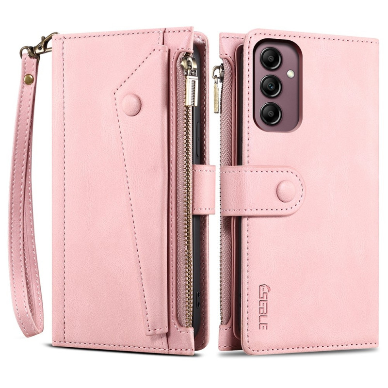 ESEBLE Star Series For Samsung Galaxy S24 FE Case Flip Phone Cover Zipper Pocket - Rose Gold