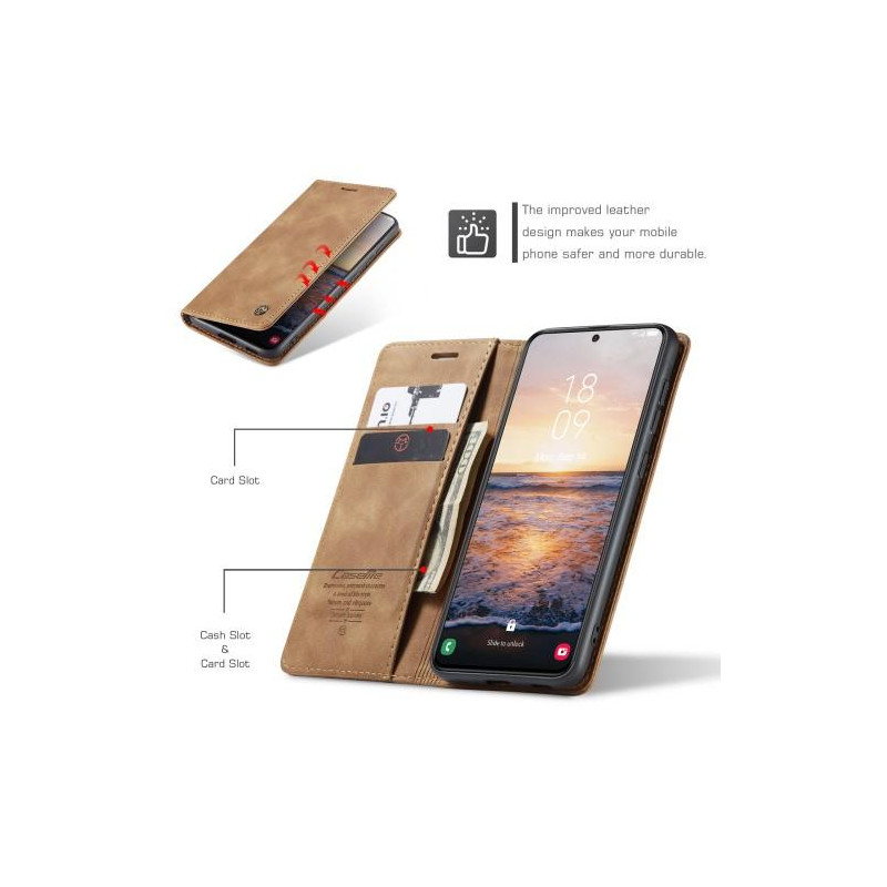 CASEME Retro Wallet Case for Samsung Galaxy S23 - Brown