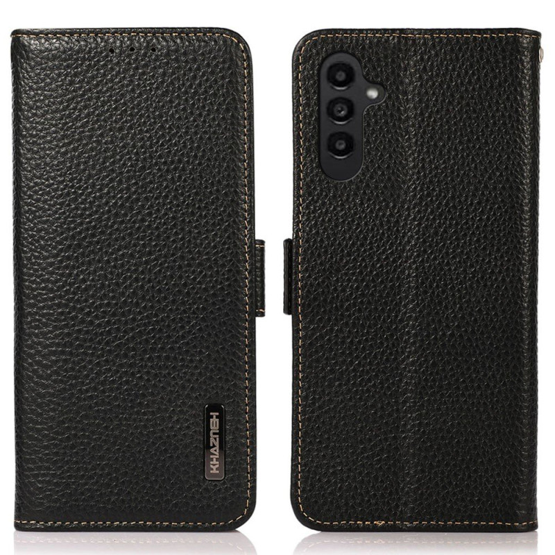 KHAZNEH til Samsung Galaxy S24 FE telefonveske i ekte okseskinn flip - deksel - svart