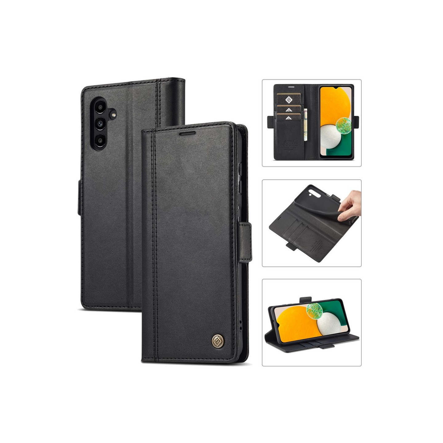 LC.IMEEKE Wallet Case Fodral till Samsung Galaxy S24 FE - Svart