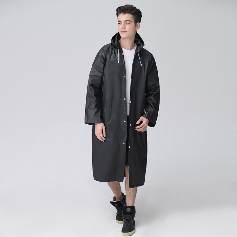 Regnfrakke vindtæt Genanvendelig unisex regnponcho med hætte
