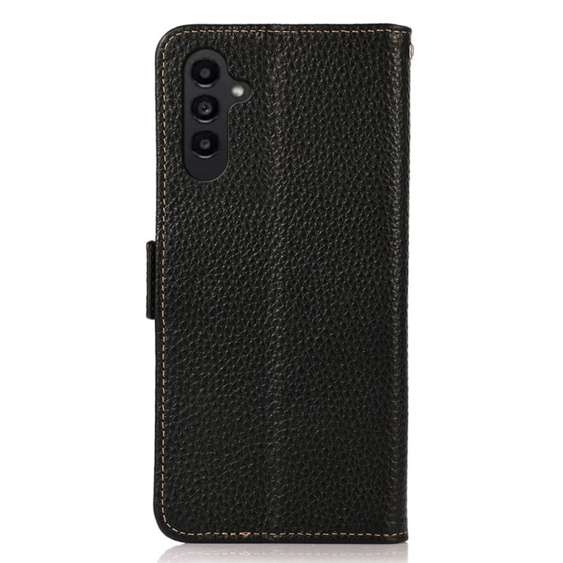 KHAZNEH Samsung Galaxy S24 FE Puhelinlompakko Aidosta Nahasta Flip - kotelolla - Musta