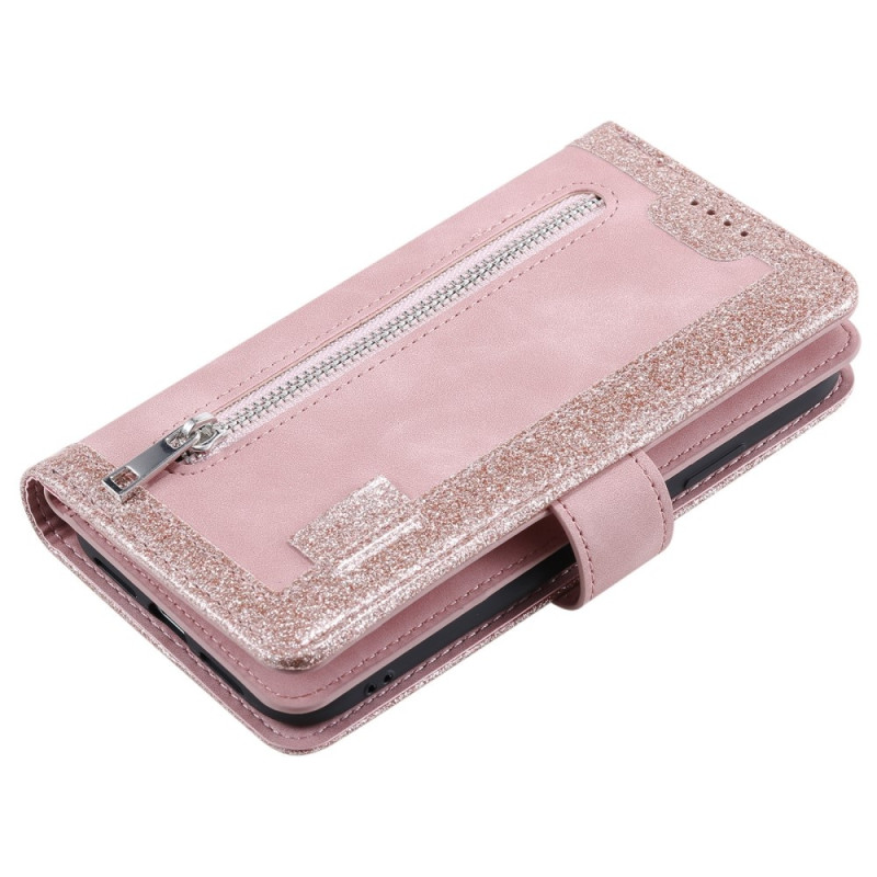 Til Samsung Galaxy S24 FE Etui med Lynlåslomme og 9 Kortlommer – RoseGold