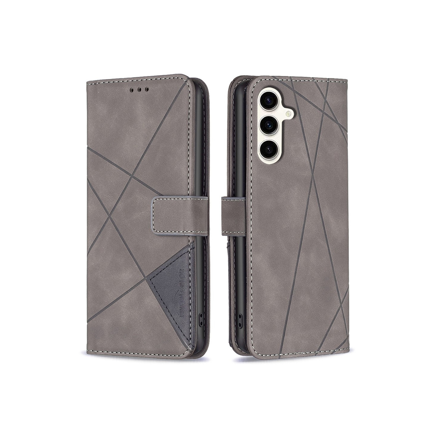 BINFEN COLOR För Samsung Galaxy S24 FE Stötsäkert Plånboksfodral – Grå