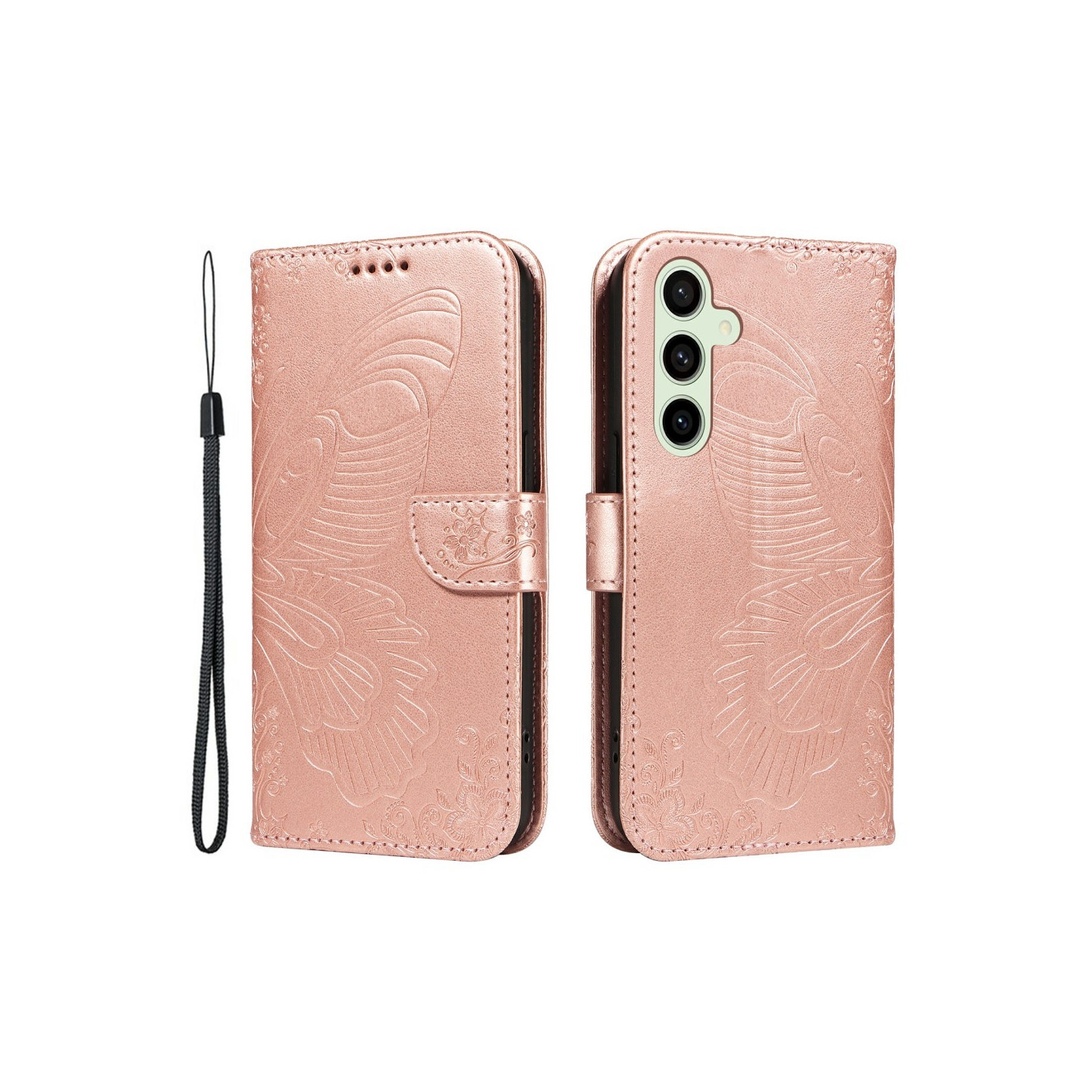 Til Samsung Galaxy S24 FE Etui Stand Tegnebog Etui Sommerfuglemønster