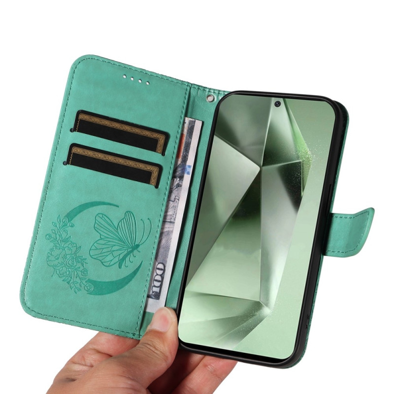 Til Samsung Galaxy S24 FE Etui Stand Tegnebog Etui Sommerfuglemønster