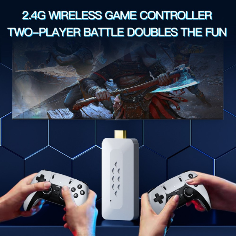 Game Stick 4K Dual 2.4G Wireless Game Controllers with 128G 30000+ Games for TV