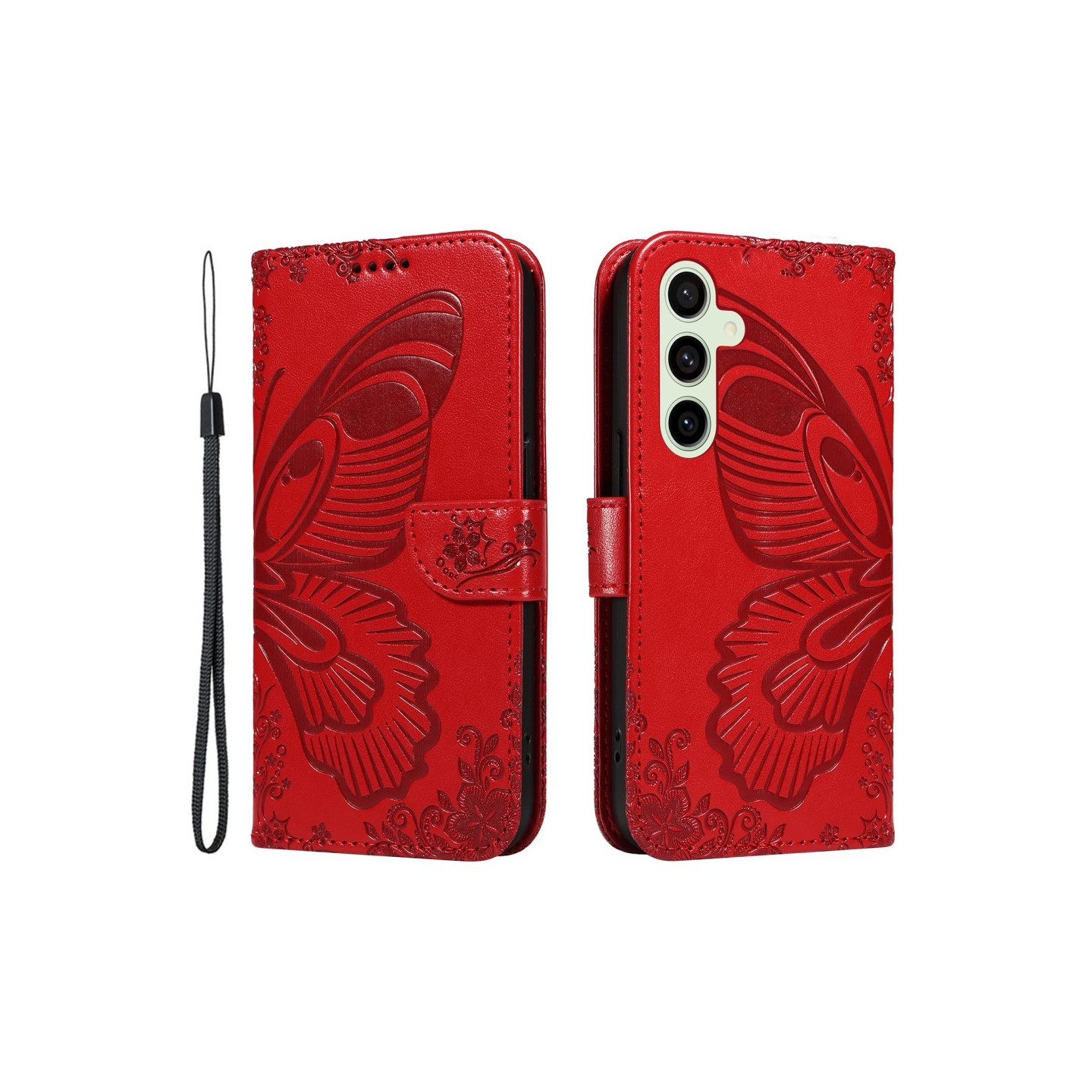 Til Samsung Galaxy S24 FE Etui Stand Tegnebog Etui Sommerfuglemønster