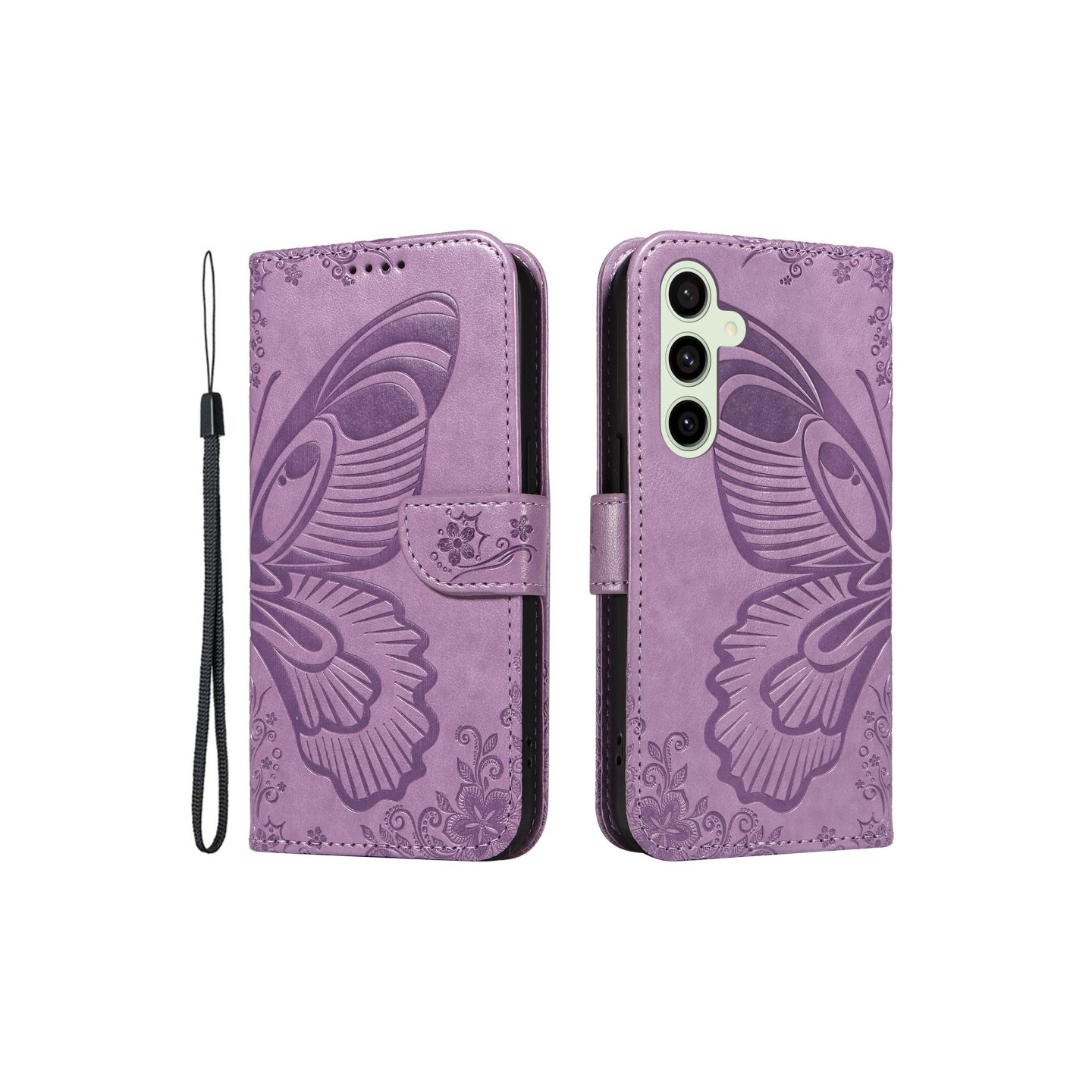 For Samsung Galaxy S24 FE Case Stand Wallet Phone Cover Butterfly Pattern