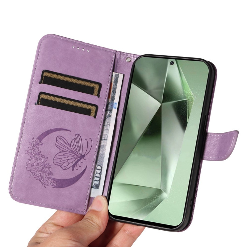 For Samsung Galaxy S24 FE Case Stand Wallet Phone Cover Butterfly Pattern