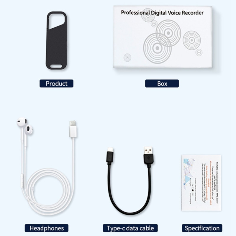 32GB Noise Reduction Digital Audio Voice Recorder MP3 Player Dictaphone with Wired Headphone