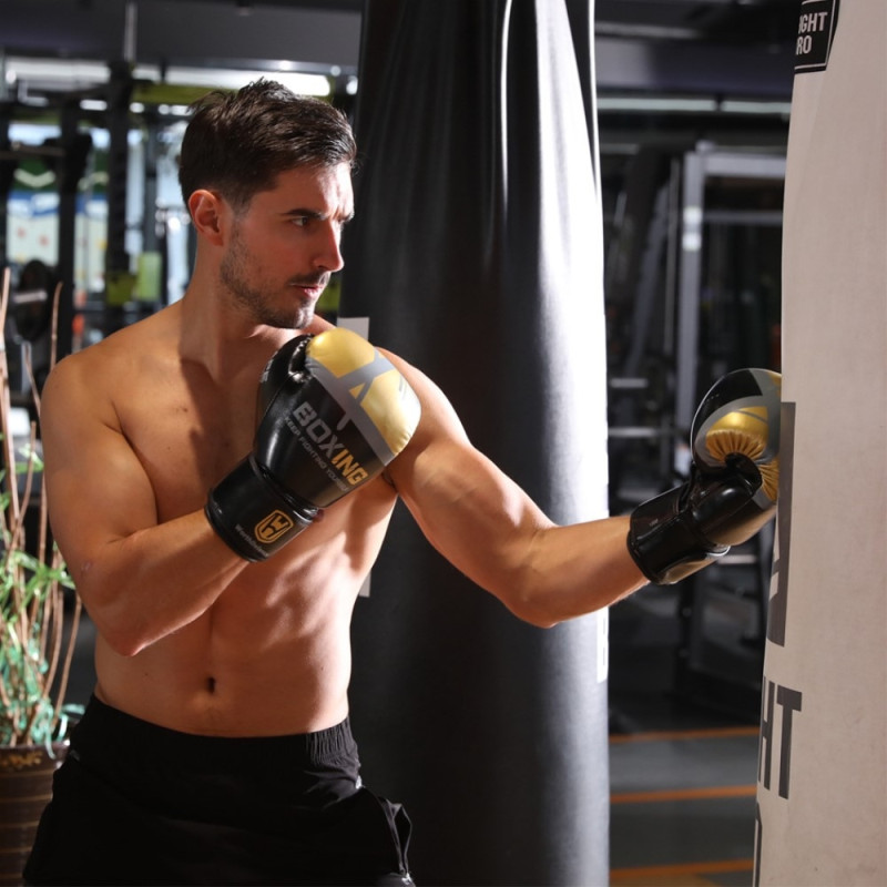 WOSWEIR 1 par 12oz boksehansker kickboxing trening for voksne - rød/gull