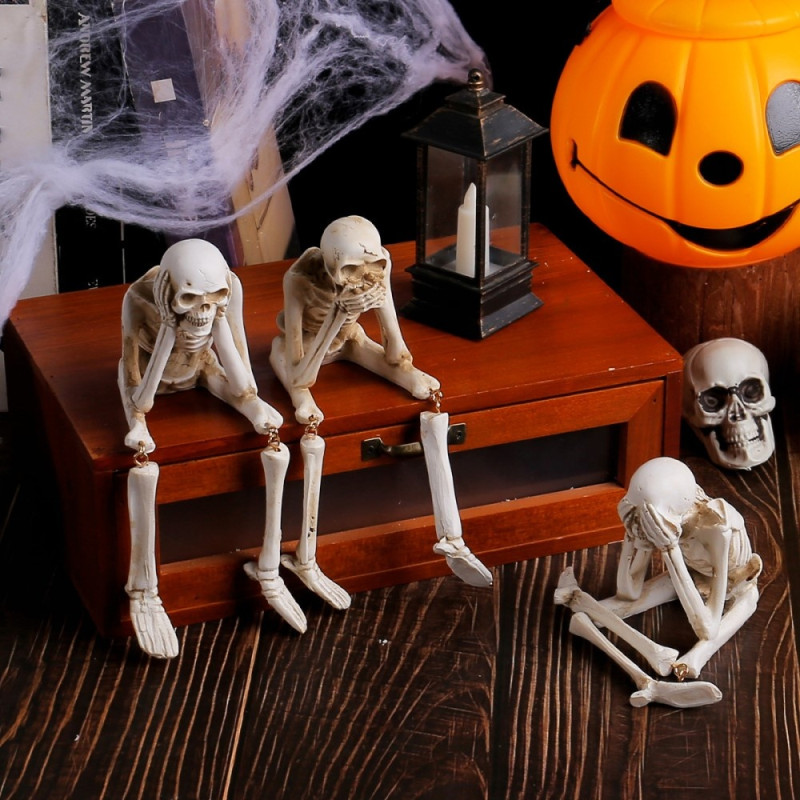 Halloween skelet figur Spooky Skull Dekoration Party Haunted - Hear No Evil