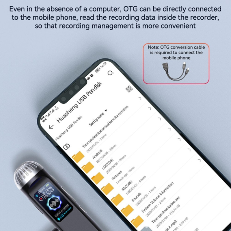 32GB digital ljudinspelare MP3 - spelare Brusreducerande inspelningsenhet diktafon