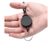 Retractable Key Chain Badge Reel Holder Carabiner Clip - Black