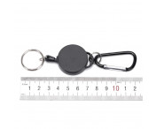 Retractable Key Chain Badge Reel Holder Carabiner Clip - Black