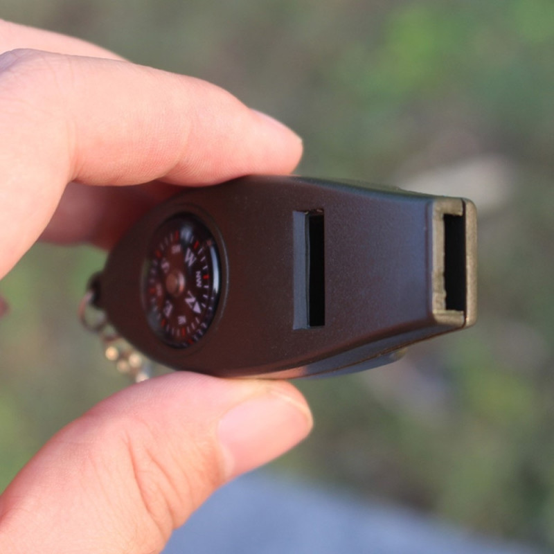 Multifunktion 4 i 1 Visselpipa Kompass Förstoringsglas Termometer