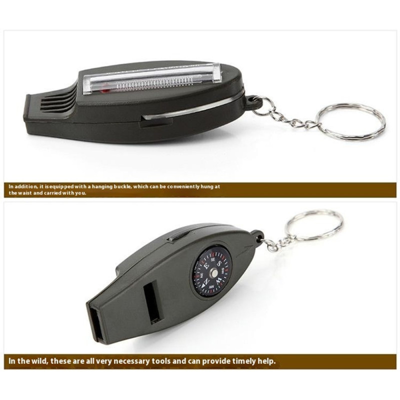 Multifunction 4 in 1 Whistle Magnifying glass Compass Thermometer